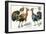 Thanksgiving Greetings, Turkeys in Hats-null-Framed Art Print