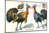 Thanksgiving Greetings, Turkeys in Hats-null-Mounted Art Print