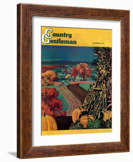 "Thanksgiving Harvest at Night," Country Gentleman Cover, November 1, 1945-Francis Chase-Framed Giclee Print