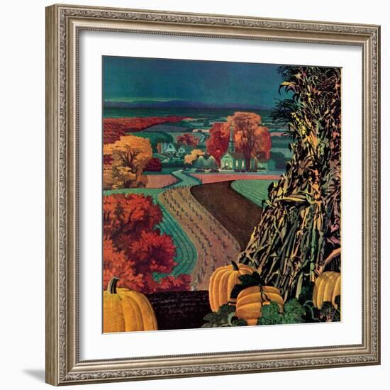 "Thanksgiving Harvest at Night,"November 1, 1945-Francis Chase-Framed Giclee Print