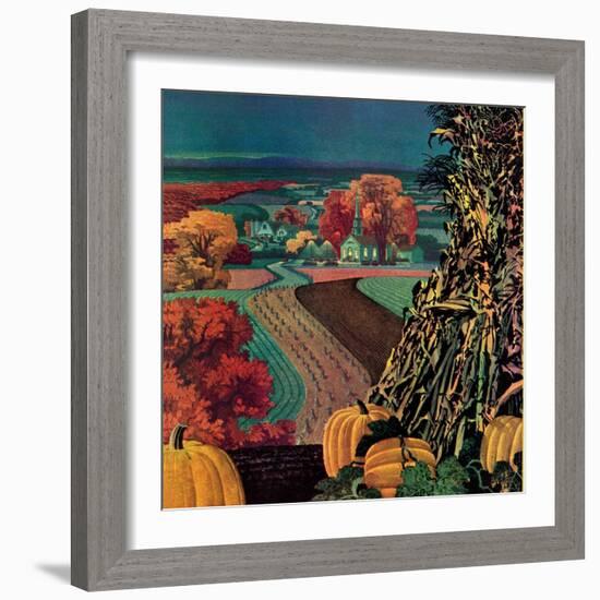 "Thanksgiving Harvest at Night,"November 1, 1945-Francis Chase-Framed Giclee Print