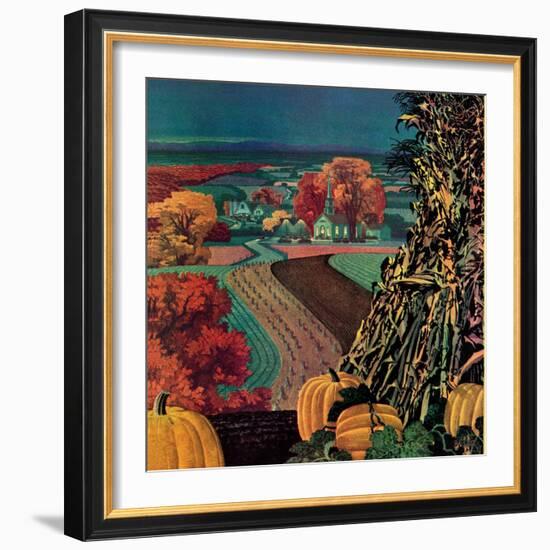 "Thanksgiving Harvest at Night,"November 1, 1945-Francis Chase-Framed Giclee Print