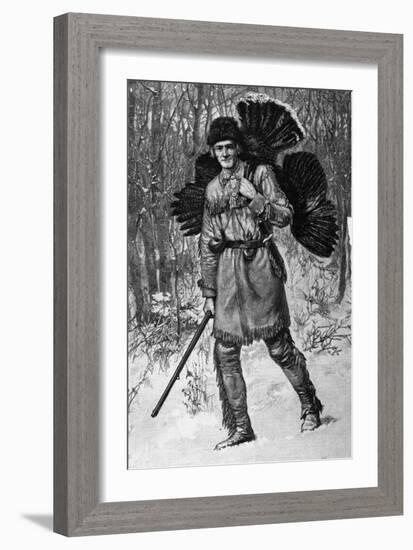 Thanksgiving Hunter with A Turkey-null-Framed Giclee Print