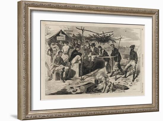 Thanksgiving in Camp, Published by Harper's Weekly, November 29, 1862-Winslow Homer-Framed Giclee Print