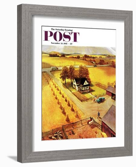 "Thanksgiving on the Farm" Saturday Evening Post Cover, November 26, 1955-John Clymer-Framed Giclee Print