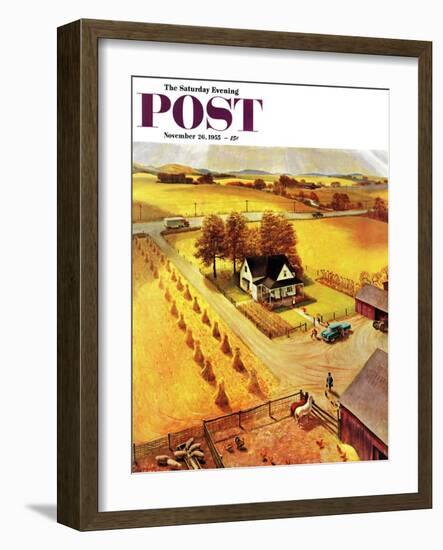 "Thanksgiving on the Farm" Saturday Evening Post Cover, November 26, 1955-John Clymer-Framed Giclee Print