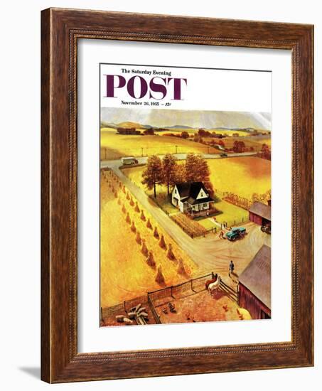 "Thanksgiving on the Farm" Saturday Evening Post Cover, November 26, 1955-John Clymer-Framed Giclee Print