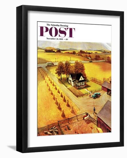 "Thanksgiving on the Farm" Saturday Evening Post Cover, November 26, 1955-John Clymer-Framed Giclee Print