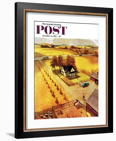 "Thanksgiving on the Farm" Saturday Evening Post Cover, November 26, 1955-John Clymer-Framed Giclee Print