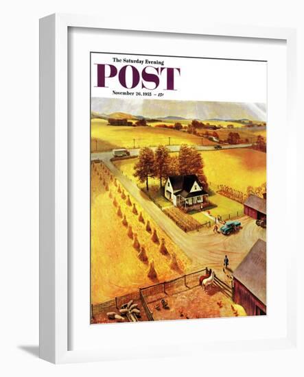 "Thanksgiving on the Farm" Saturday Evening Post Cover, November 26, 1955-John Clymer-Framed Giclee Print