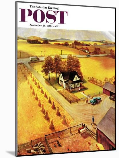 "Thanksgiving on the Farm" Saturday Evening Post Cover, November 26, 1955-John Clymer-Mounted Giclee Print