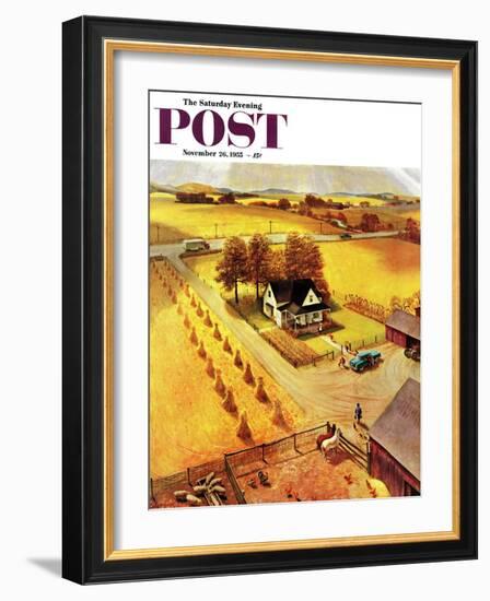 "Thanksgiving on the Farm" Saturday Evening Post Cover, November 26, 1955-John Clymer-Framed Giclee Print