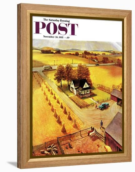 "Thanksgiving on the Farm" Saturday Evening Post Cover, November 26, 1955-John Clymer-Framed Premier Image Canvas