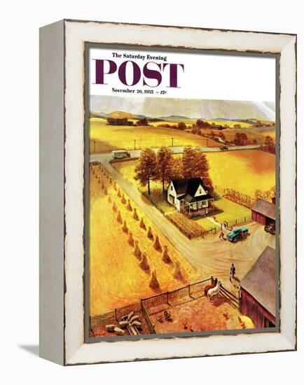 "Thanksgiving on the Farm" Saturday Evening Post Cover, November 26, 1955-John Clymer-Framed Premier Image Canvas