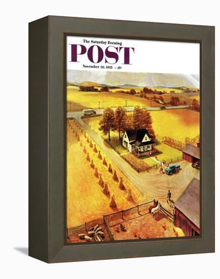 "Thanksgiving on the Farm" Saturday Evening Post Cover, November 26, 1955-John Clymer-Framed Premier Image Canvas