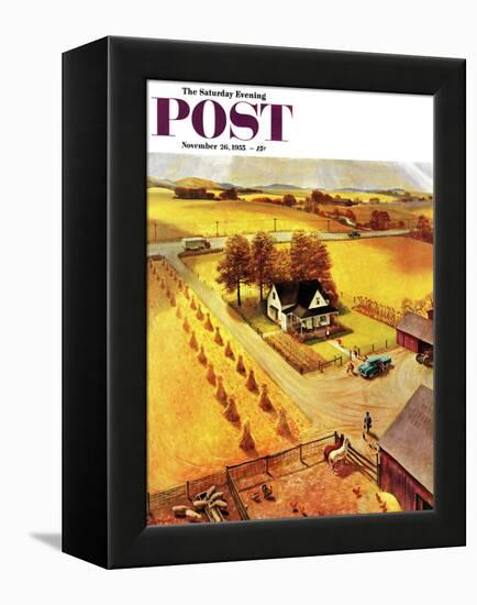 "Thanksgiving on the Farm" Saturday Evening Post Cover, November 26, 1955-John Clymer-Framed Premier Image Canvas