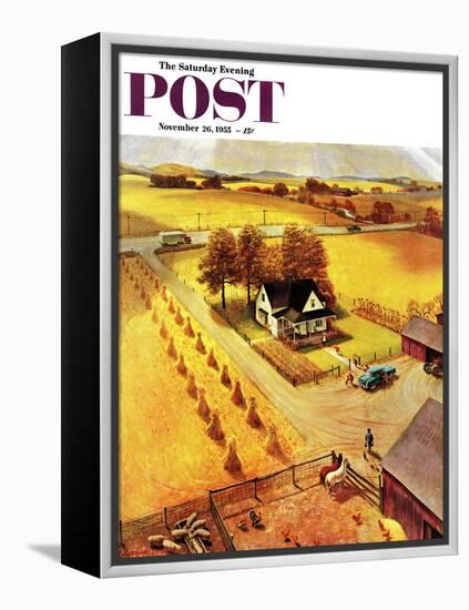 "Thanksgiving on the Farm" Saturday Evening Post Cover, November 26, 1955-John Clymer-Framed Premier Image Canvas