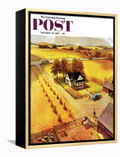 "Thanksgiving on the Farm" Saturday Evening Post Cover, November 26, 1955-John Clymer-Framed Premier Image Canvas