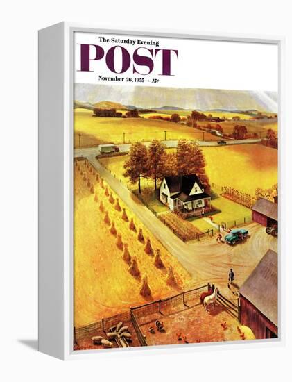 "Thanksgiving on the Farm" Saturday Evening Post Cover, November 26, 1955-John Clymer-Framed Premier Image Canvas