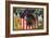 Thanksgiving Postcard with Turkey and Stars and Stripes Motif-null-Framed Giclee Print