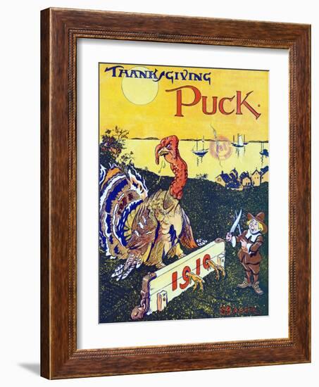 Thanksgiving Puck 1910-Brynat Baker-Framed Art Print