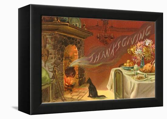 Thanksgiving Smoke Coming out of Fireplace-null-Framed Stretched Canvas