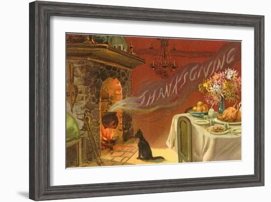 Thanksgiving Smoke Coming out of Fireplace-null-Framed Art Print
