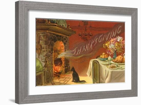 Thanksgiving Smoke Coming out of Fireplace-null-Framed Art Print