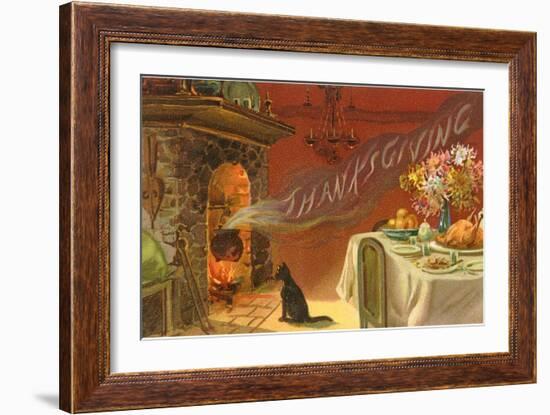 Thanksgiving Smoke Coming out of Fireplace-null-Framed Art Print