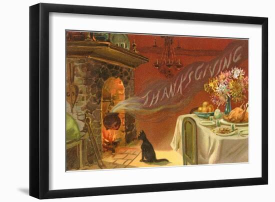 Thanksgiving Smoke Coming out of Fireplace-null-Framed Art Print