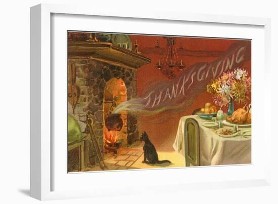 Thanksgiving Smoke Coming out of Fireplace-null-Framed Art Print