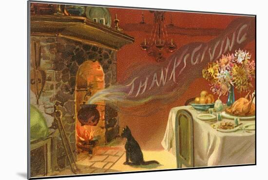 Thanksgiving Smoke Coming out of Fireplace-null-Mounted Art Print