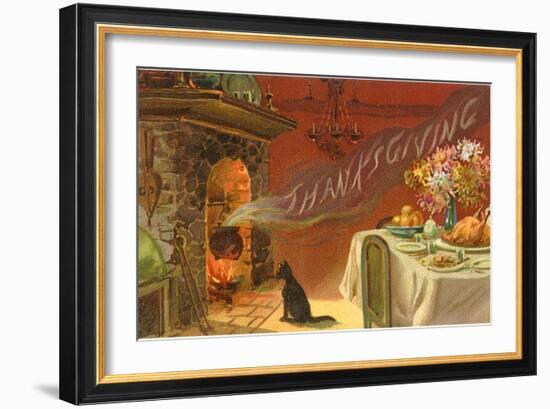 Thanksgiving Smoke Coming out of Fireplace-null-Framed Art Print