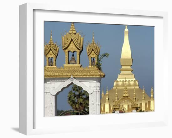 That Luang Stupa, Largest in Laos, Built 1566 by King Setthathirat, Vientiane, Laos, Southeast Asia-De Mann Jean-Pierre-Framed Photographic Print