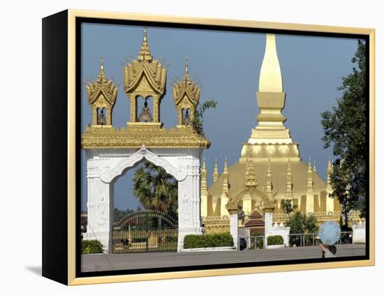 That Luang Stupa, Largest in Laos, Built 1566 by King Setthathirat, Vientiane, Laos, Southeast Asia-De Mann Jean-Pierre-Framed Premier Image Canvas