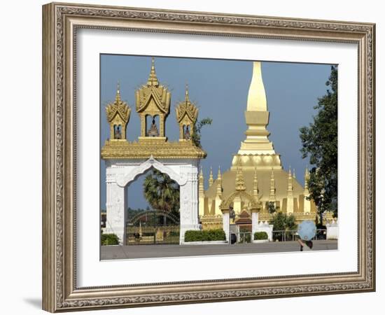 That Luang Stupa, Largest in Laos, Built 1566 by King Setthathirat, Vientiane, Laos, Southeast Asia-De Mann Jean-Pierre-Framed Photographic Print