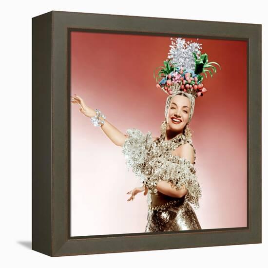 That Night in Rio, Carmen Miranda, 1941-null-Framed Stretched Canvas