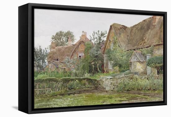 Thatched Cottages and Cottage Gardens, 1881 (W/C and Graphite on Paper)-John Fulleylove-Framed Premier Image Canvas