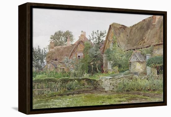 Thatched Cottages and Cottage Gardens, 1881 (W/C and Graphite on Paper)-John Fulleylove-Framed Premier Image Canvas