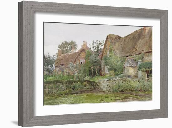 Thatched Cottages and Cottage Gardens, 1881 (W/C and Graphite on Paper)-John Fulleylove-Framed Giclee Print