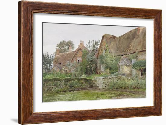 Thatched Cottages and Cottage Gardens, 1881 (W/C and Graphite on Paper)-John Fulleylove-Framed Giclee Print