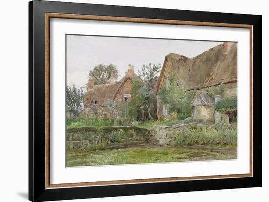 Thatched Cottages and Cottage Gardens, 1881 (W/C and Graphite on Paper)-John Fulleylove-Framed Giclee Print