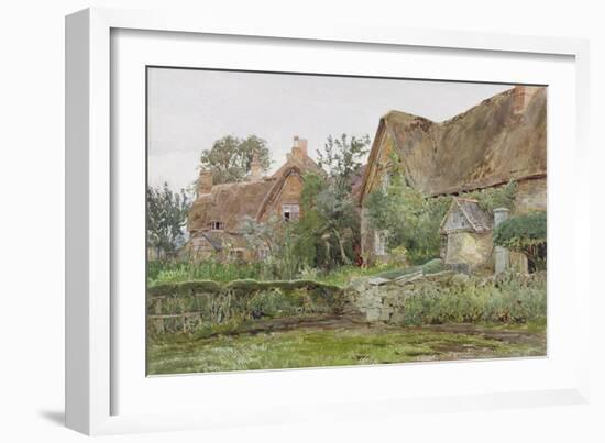 Thatched Cottages and Cottage Gardens, 1881 (W/C and Graphite on Paper)-John Fulleylove-Framed Giclee Print