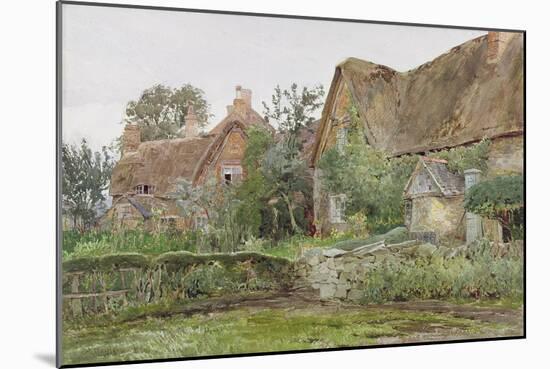 Thatched Cottages and Cottage Gardens, 1881 (W/C and Graphite on Paper)-John Fulleylove-Mounted Giclee Print
