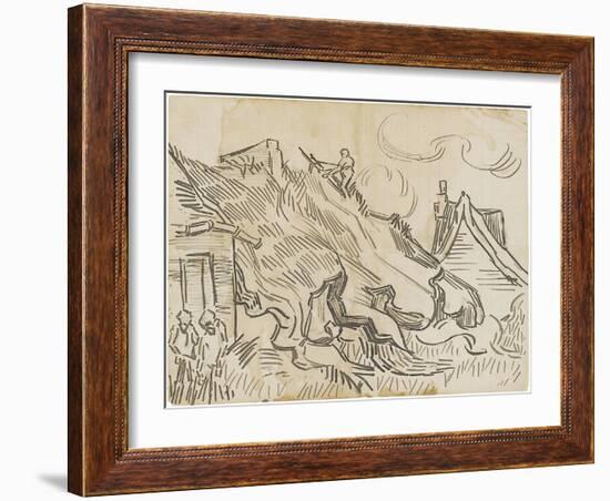 Thatched Cottages and Figures-Vincent van Gogh-Framed Giclee Print