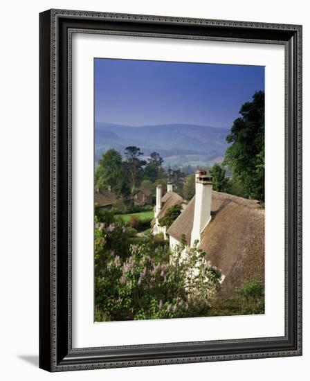 Thatched Cottages at Selworthy Green, with Exmoor Beyond, Somerset, England, United Kingdom-Chris Nicholson-Framed Photographic Print