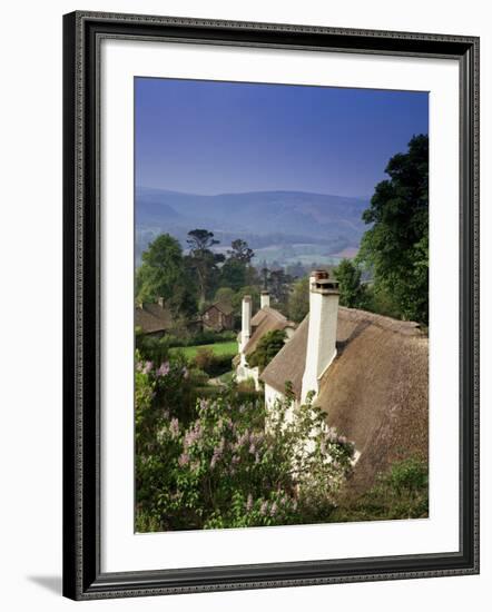 Thatched Cottages at Selworthy Green, with Exmoor Beyond, Somerset, England, United Kingdom-Chris Nicholson-Framed Photographic Print
