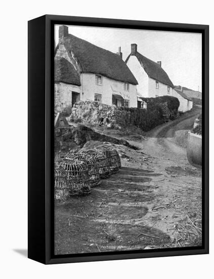 Thatched Cottages in Cadgwith, Cornwall, 1924-1926-Underwood-Framed Premier Image Canvas