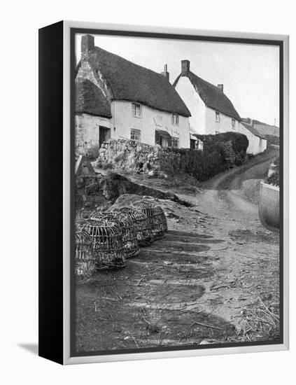 Thatched Cottages in Cadgwith, Cornwall, 1924-1926-Underwood-Framed Premier Image Canvas