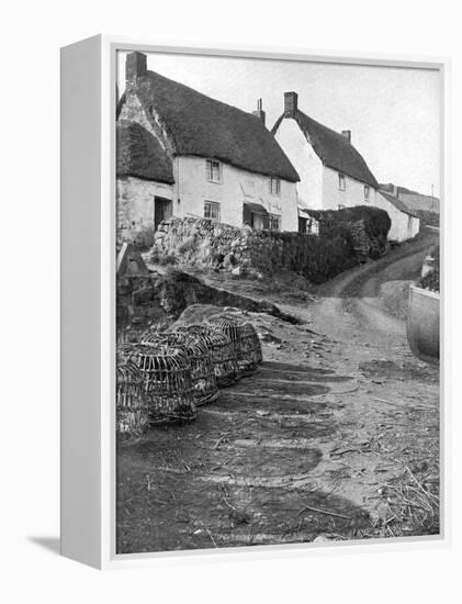 Thatched Cottages in Cadgwith, Cornwall, 1924-1926-Underwood-Framed Premier Image Canvas